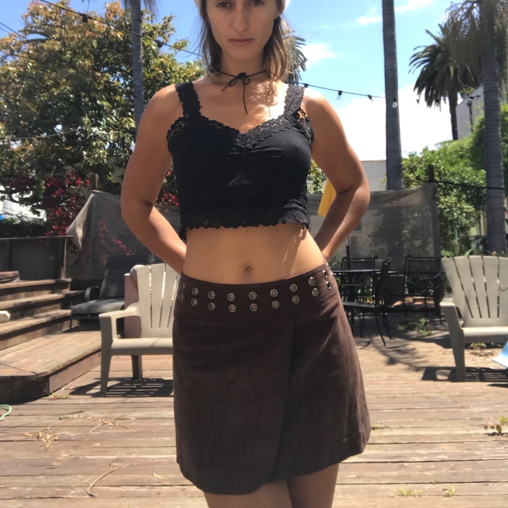 Bcbg suede brown m skirt